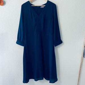 SD Collection Elegant Blue Long Sleeve Dress